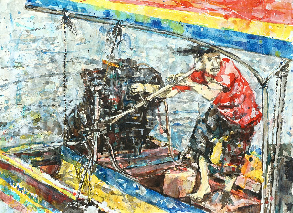 The boatman, Longtail boat by Gordon Tardio