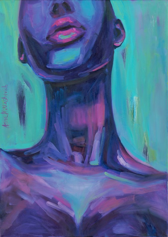 PHENOMENALLY BLACK - contemporary African American art Black woman of color painting on canvas