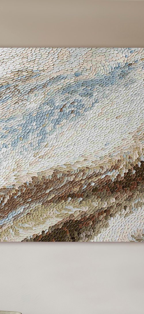"Notta" High textured abstract brown blue by Alex