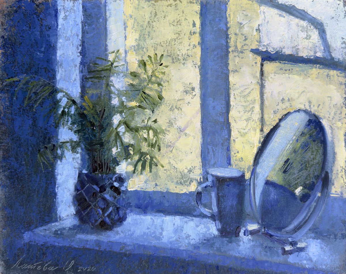 Oil Painting , Blue Window By Olha Laptieva, 12 X 9, Artwork For Sale On Artfinder