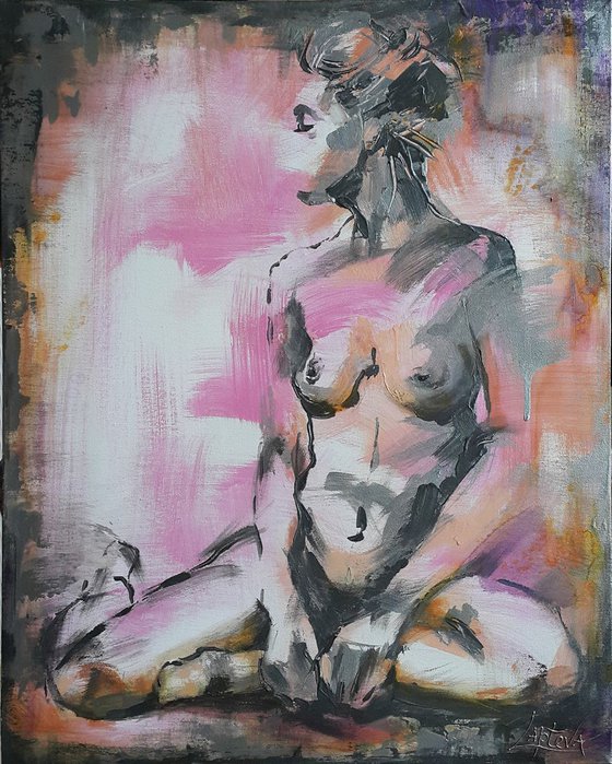 Abstract Painting, Nude woman, art erotic, Nude girl, acrylic Nude lady - Everything can happen again