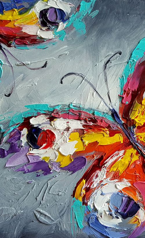 Touch - butterfly, love, insects, oil painting, butterfly oil, butterfly art, gift, art by Anastasia Kozorez
