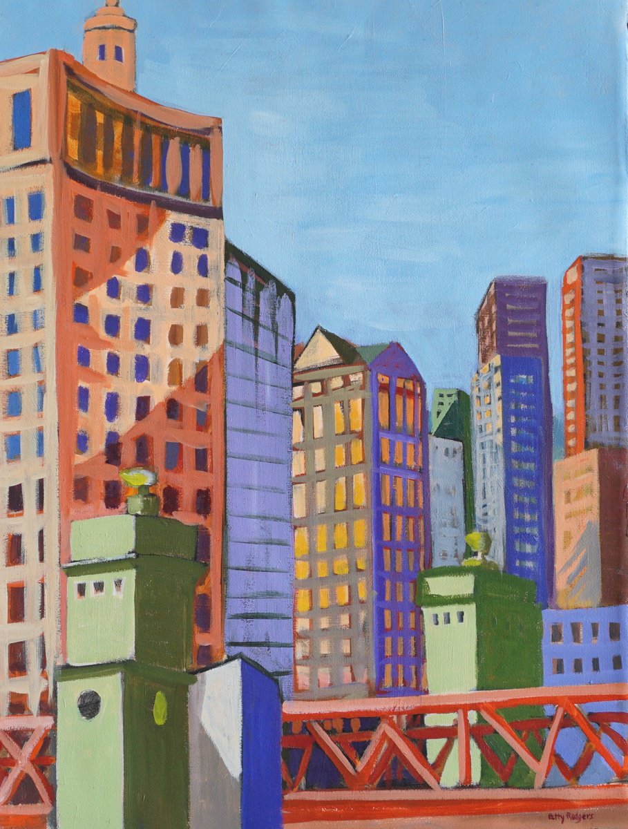  City In Blues By Patty Rodgers, 22 X 30, Artwork For Sale On Artfinder