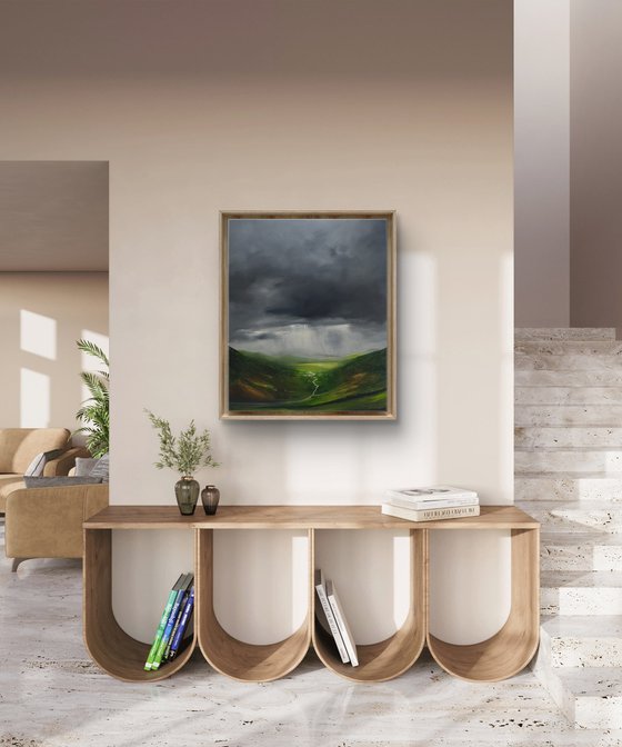 Illuminated Valley, Original oil painting