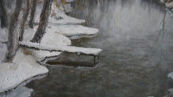 River winter landscape painting