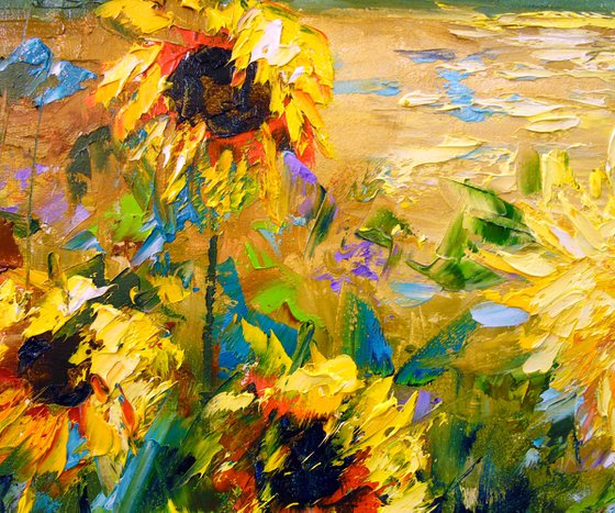 Wind and sunflowers