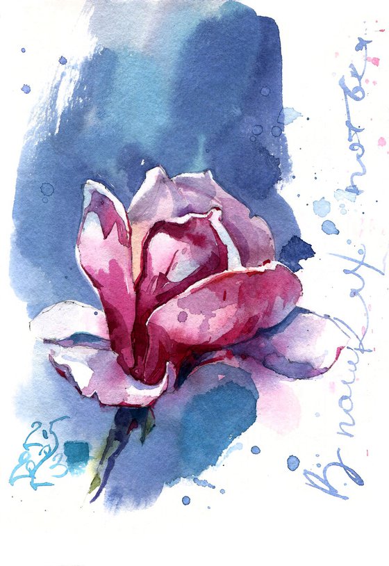 Watercolor sketch "Pink Magnolia" -  series "Artist's Diary"