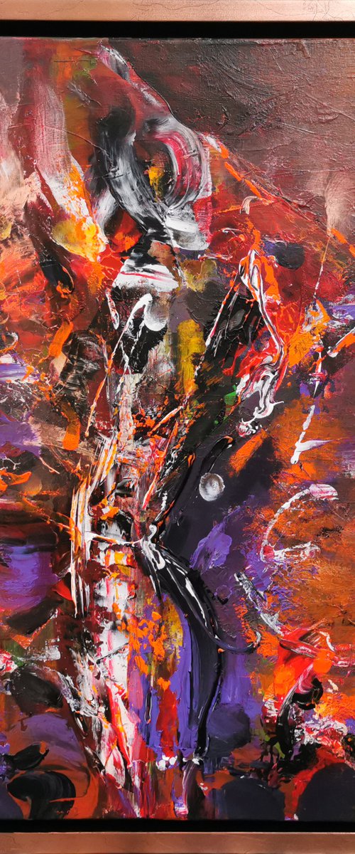 Framed Dark orange found beauty enigmatic still life by O KLOSKA by Kloska Ovidiu
