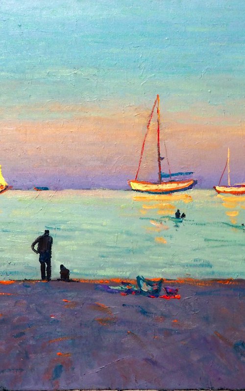 Evening light on the beach at Île-Rousse by Yuanyuan Liu