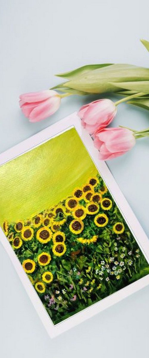 Sunflowers Miniature, Inspired by Van Gogh by Asha Shenoy