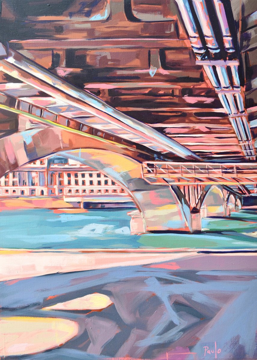 Expressive Cityscapes Oil Painting By Paul Ward, 12 X 17", Pont Wilson, Original Artwork