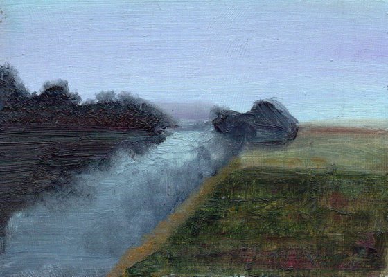 River Abstract - Impressionist River Landscape