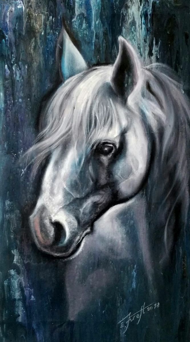 Expressive Oil Painting , Moonlight By Elena Kraft, 14 X 25, Artwork For Sale On Artfinder
