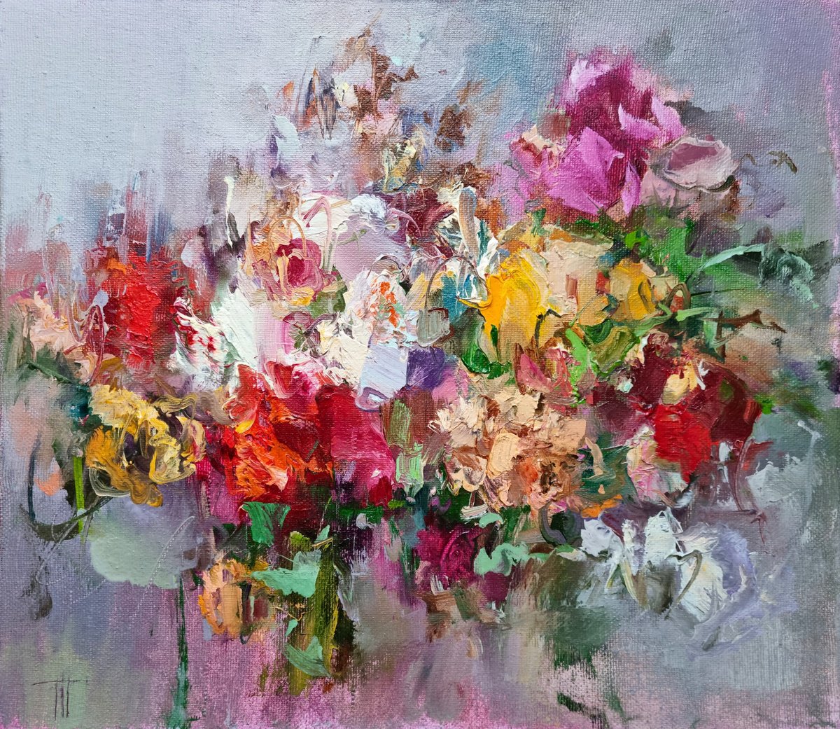 Impressionistic Botanical Oil Painting By Hennadii Penskyi, 16 X 14, Paradise, Original Artwork