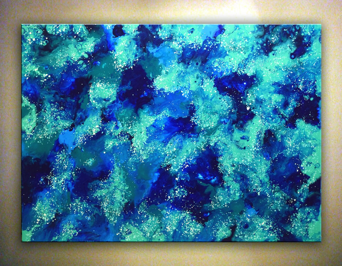 Deep Ocean - Large Abstract Painting 36 x 48 by Nataliya Stupak