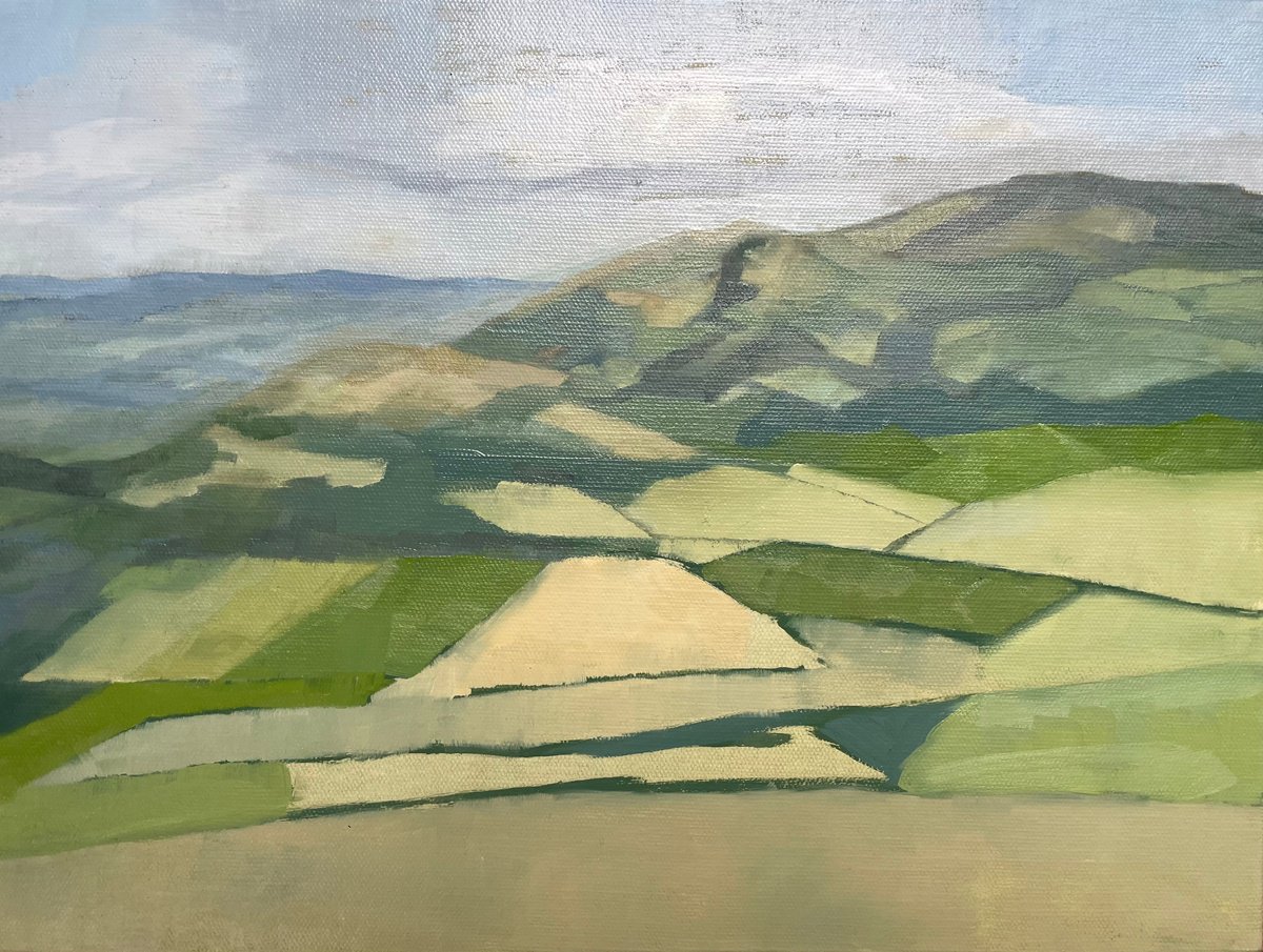 Impressionistic Landscape Oil Painting By Lizzie Butler, 16 X 12", Across The Valley, Original Artwork
