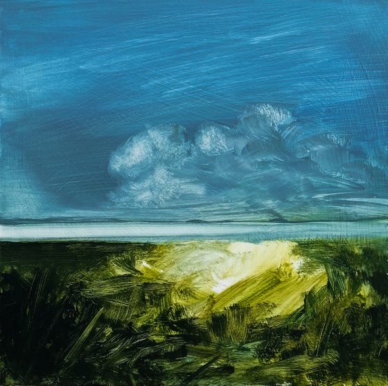 Clouds - landscape #3 - oil on MDF panel
