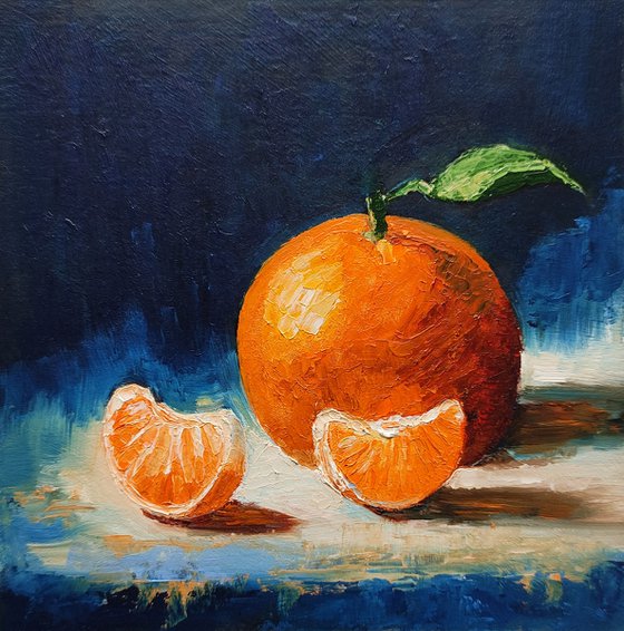 Tangerine on a dark background