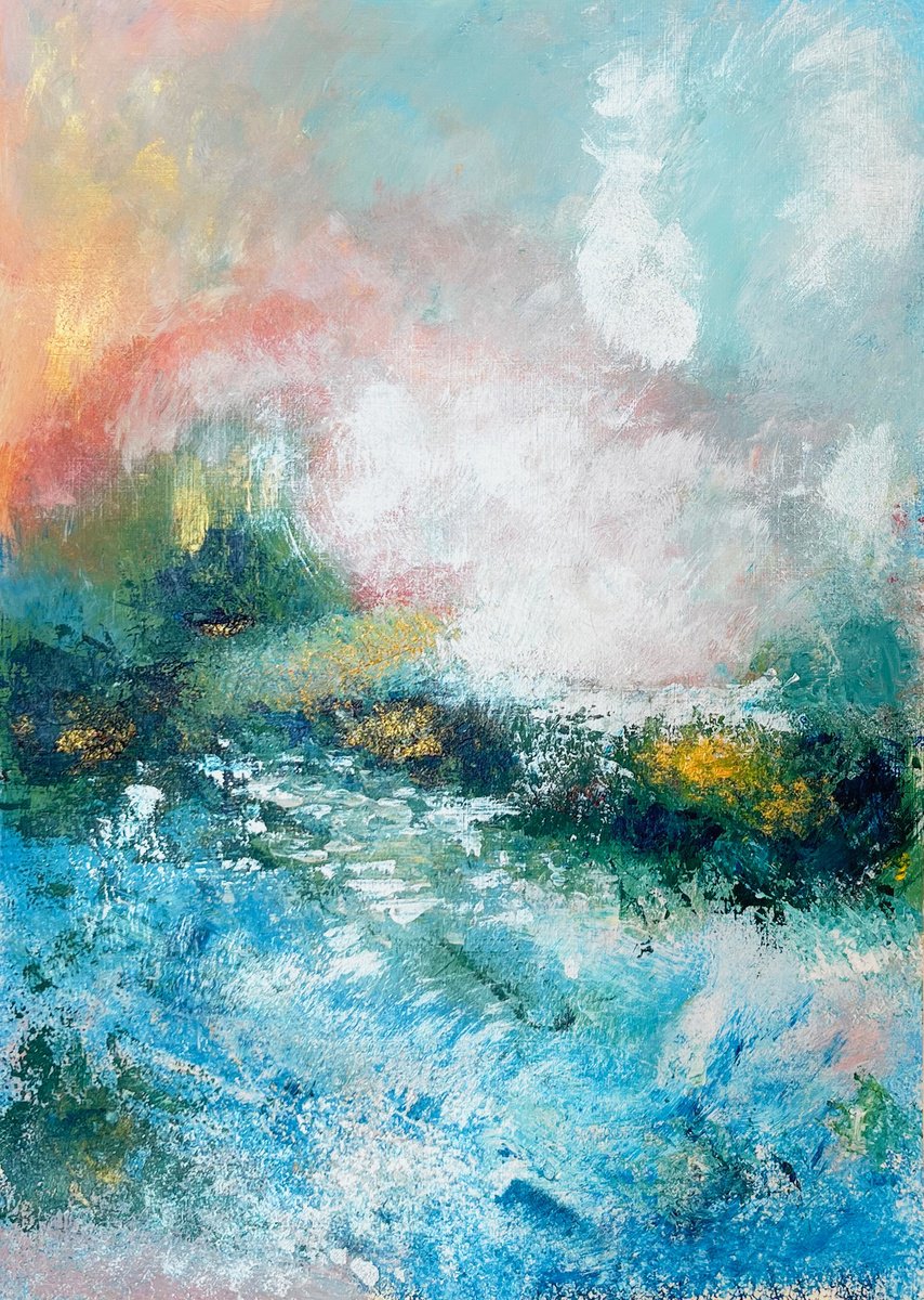 Impressionistic Landscape Acrylic Painting By Maiia Axton, 12 X 17", Abstract, Original Artwork
