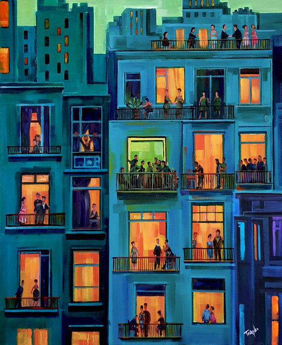 City Light at Night Green Mood