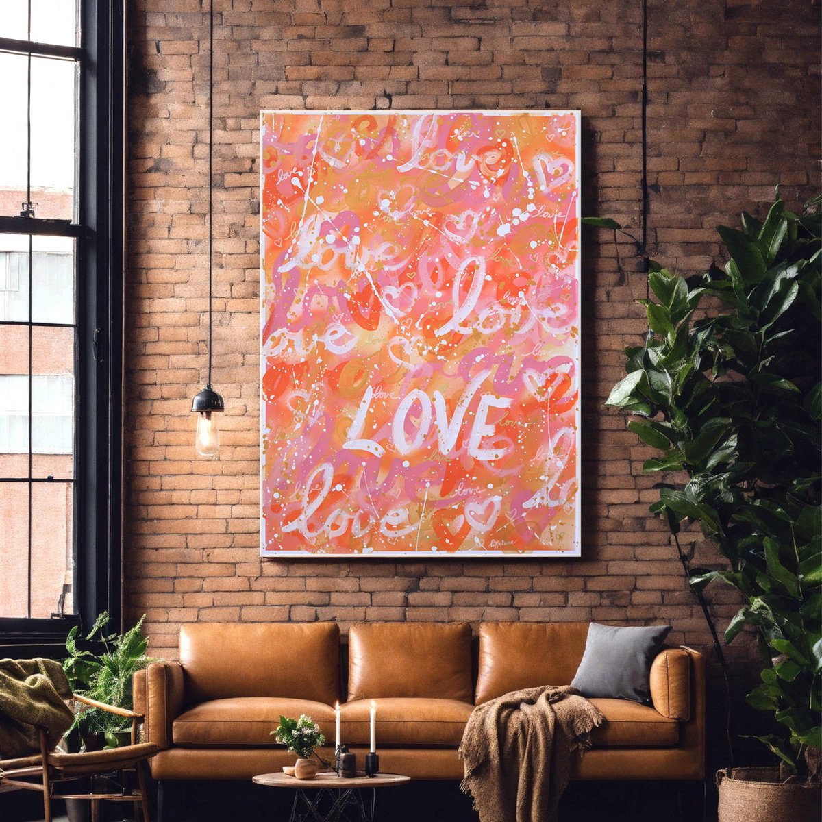 Urban And Pop Abstract Acrylic Painting By Isabelle Pelletane, 20 X 28, Love Love 22, Original Artwork