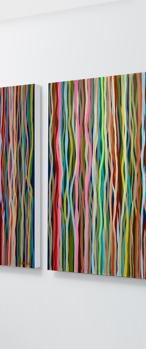 Groove to the Move Duo - 66cm square each - acrylic painting on canvas by George Hall