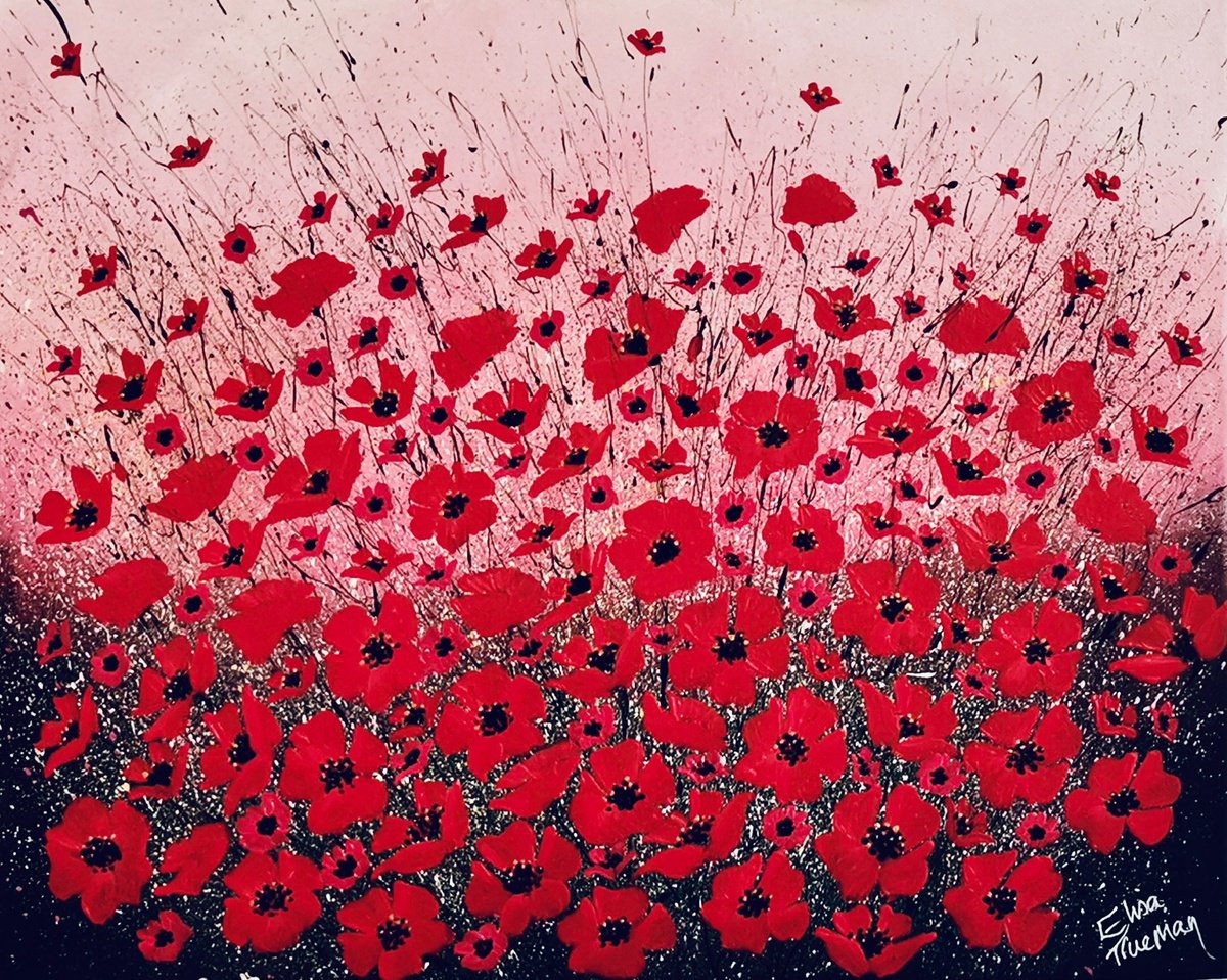 Abstract Botanical Acrylic Painting By Elisa Trueman, 20 X 16, Forever And Always, Original Artwork