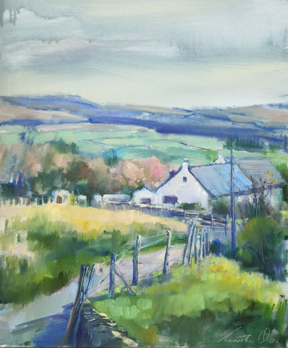 Impressionistic Landscape Oil Painting By Olha Laptieva, 20 X 24", Where Childhood Was Spent, Original Artwork