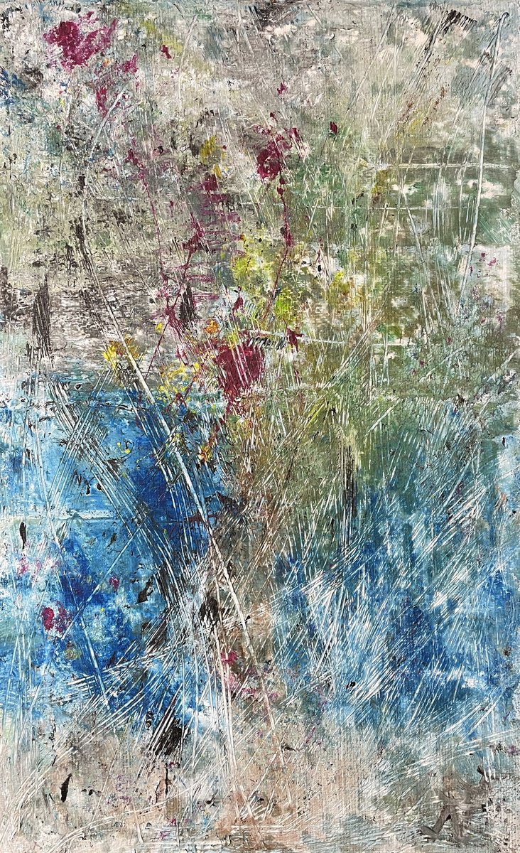 Abstract Painting By Mattia Paoli, 28 X 45", Last Summer, Original Artwork