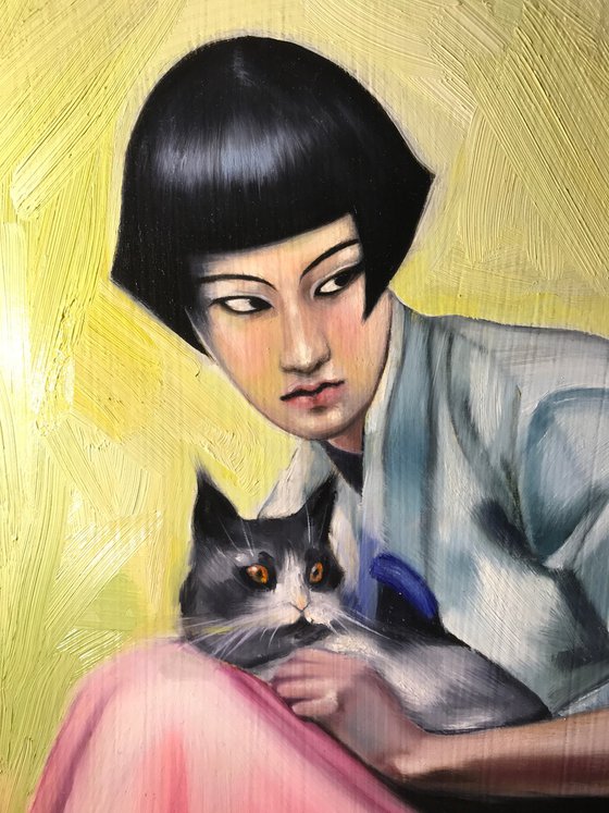 Girl with a cat