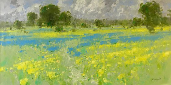 Summer Field, Original oil painting, One of a kind, Signed