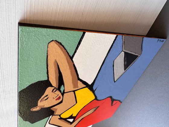 Woman with Laptop Small Original Painting
