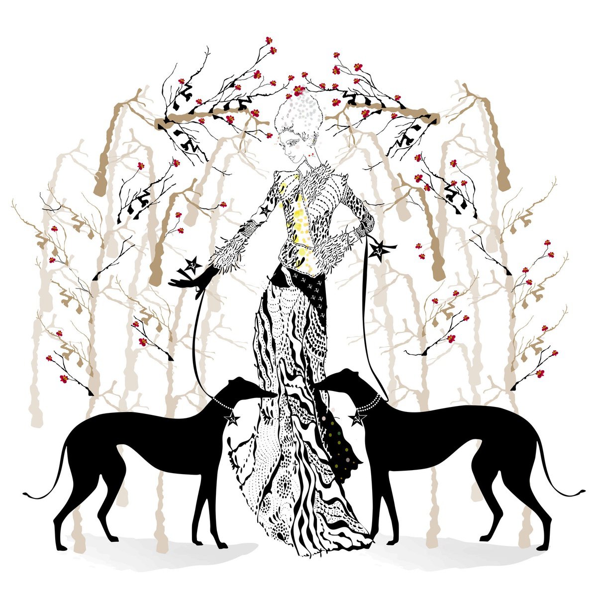 Illustrative Animal Print By Artemisia, 12 X 12, Greyhound, Original Artwork