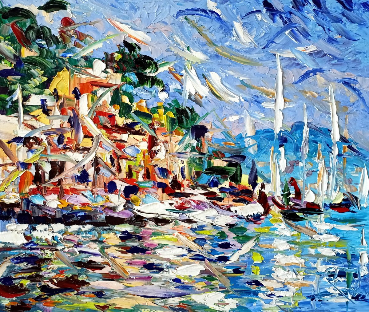 Impressionistic Abstract Oil Painting By Antonino Puliafico, 37 X 31, Rifugio Incantato, Original Artwork