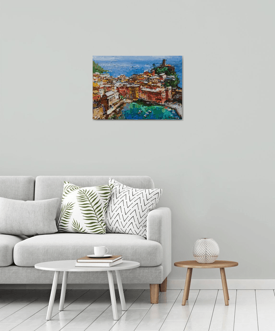 Italy - Original impasto landscape painting textured Oil painting Italy wall art