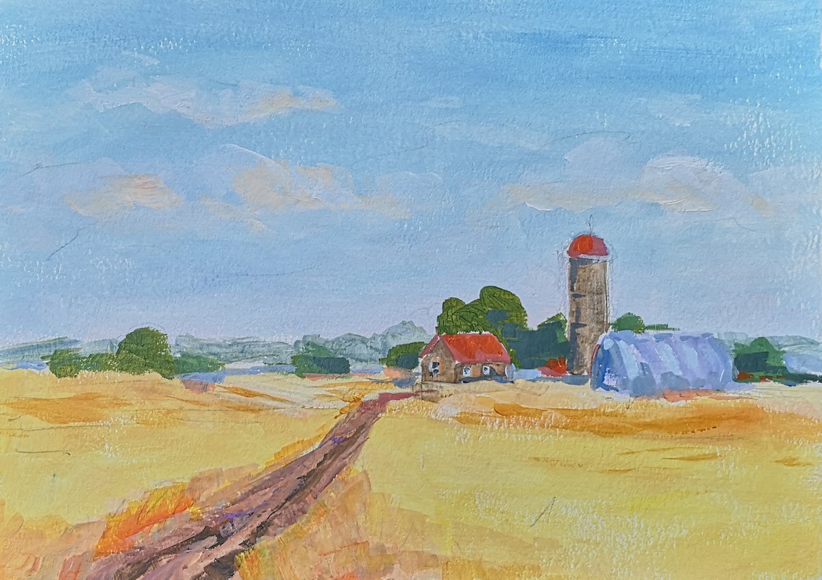 By the farm (acrylic on paper painting) (11x15�0.1