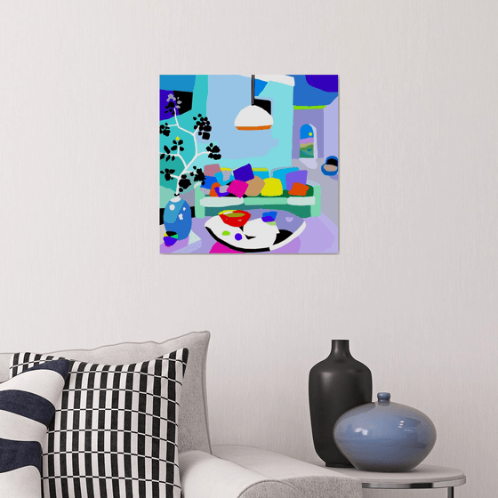 Near the sofa (pop art, interior, home)