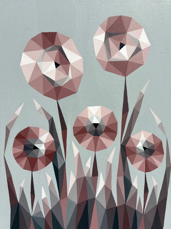 TERRACOTTA ABSTRACT FLOWERS IN SILENT SPACE