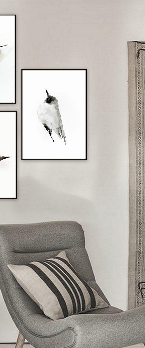 Set of 3 Bird paintings. by Nadia Moniatis