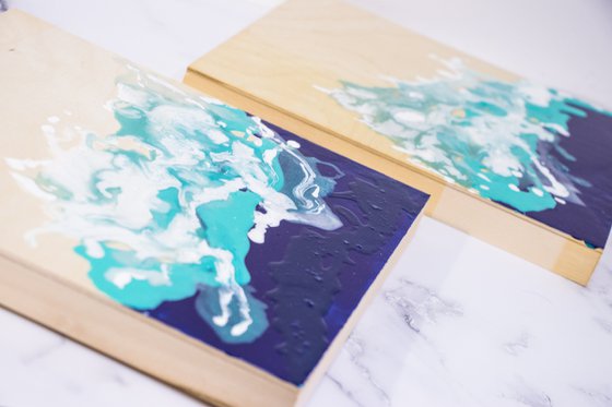 Abstract Sea Wave Ocean (diptych)