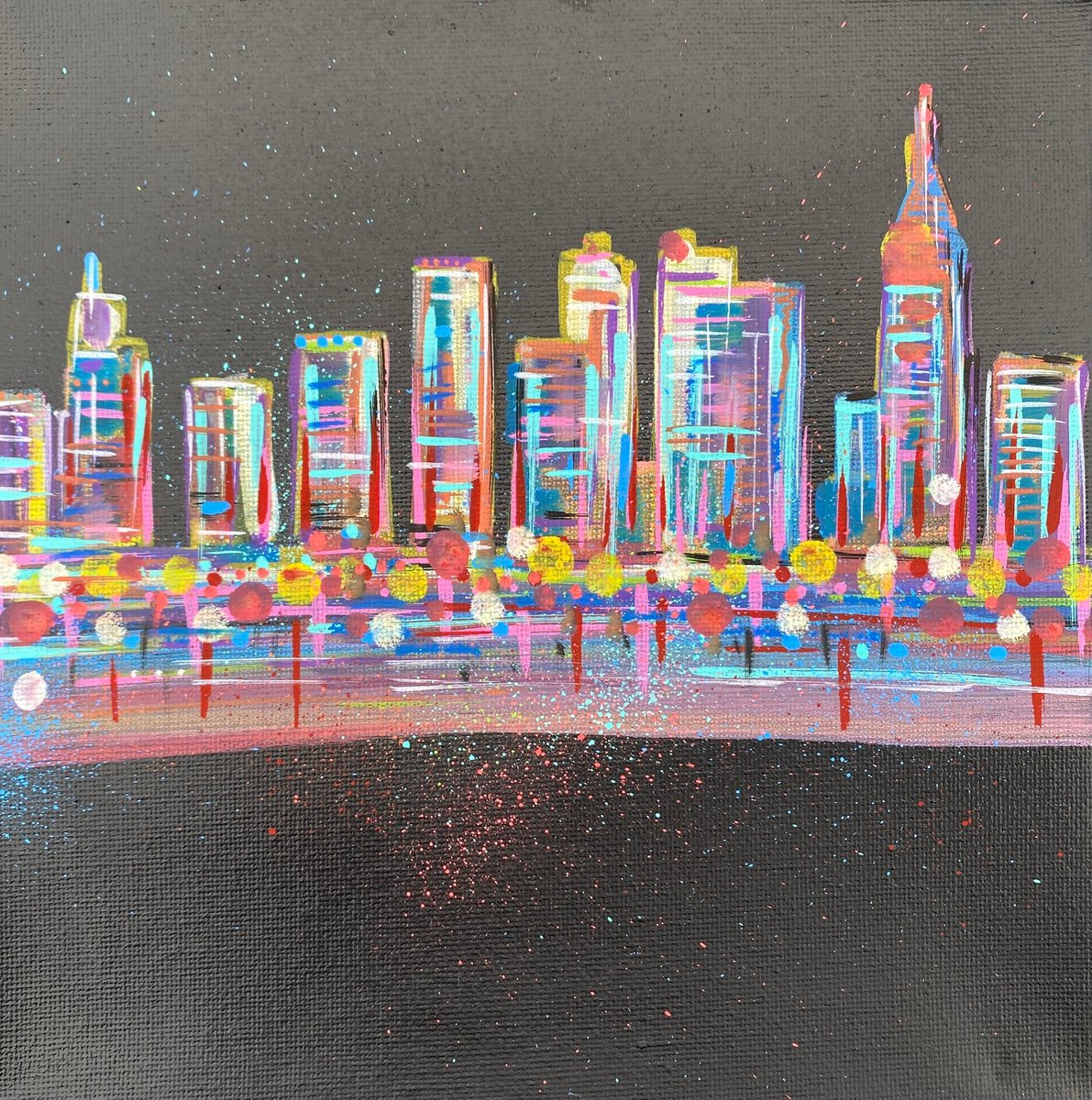 Geometric Painting , Abstract Skyline 2 By John Curtis, 8 X 8, Artwork For Sale On Artfinder