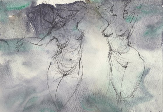 Dance of naked beautiful girls, Abstract nude girls