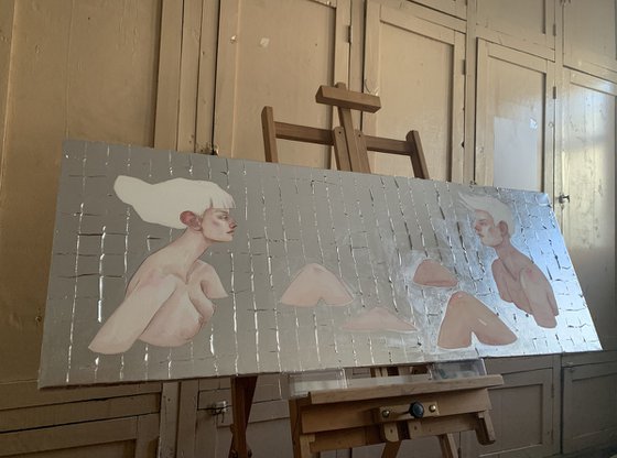 There is a silence between them 110x40 cm