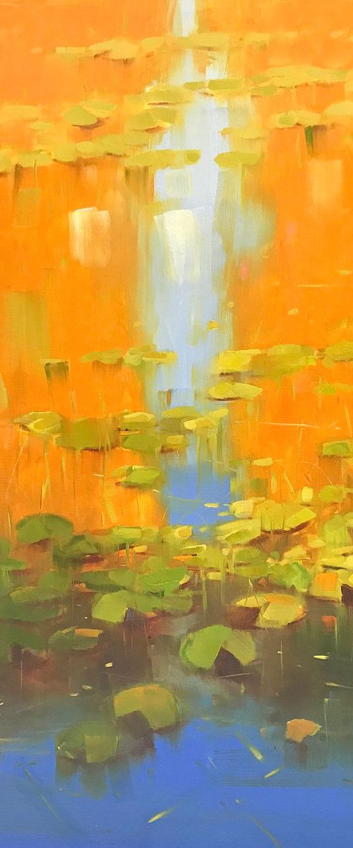 Waterlilies in Fall, Original oil Painting, Impressionism, Handmade artwork, One of a Kind by Vahe Yeremyan