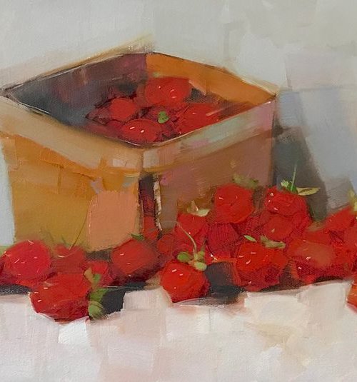 Strawberries, Original oil painting  Handmade artwork One of a kind by Vahe Yeremyan