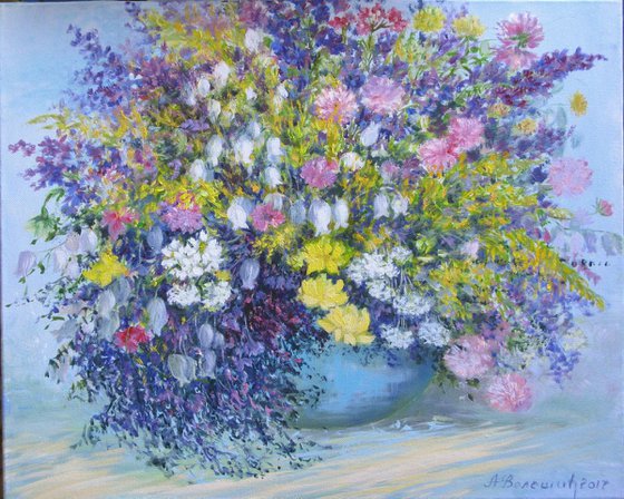 Oil Flowers in a Vase - Summer Touch