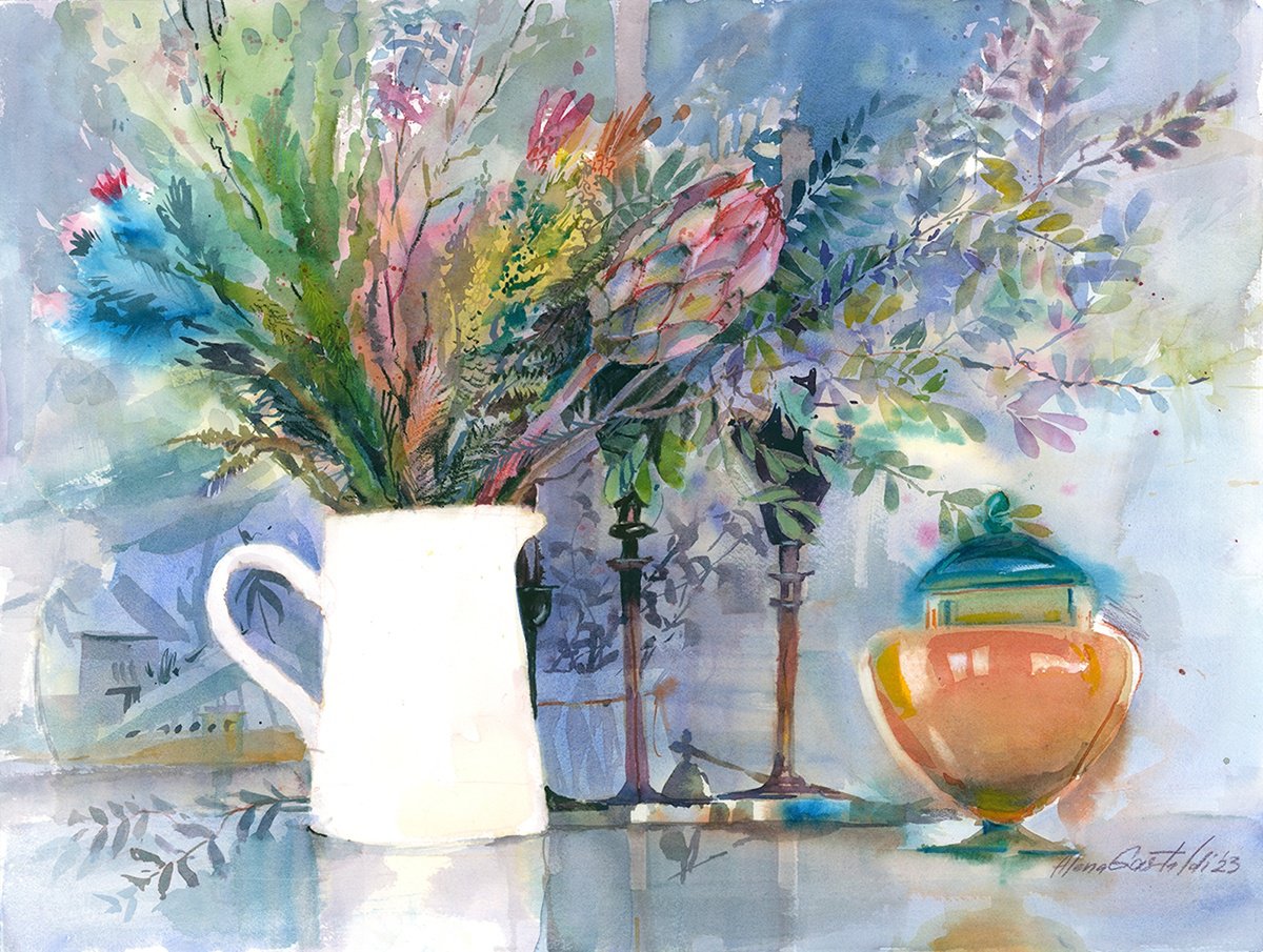 The White Vase #1 (Artist’s home) - 46x61 cm by Alena Gastaldi