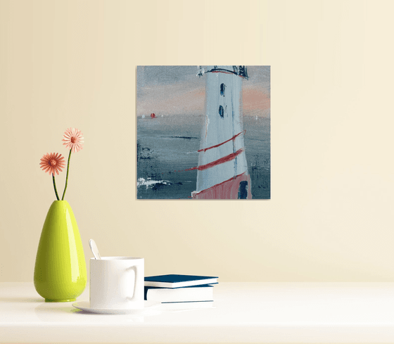 Lighthouse - gouache abstract painting