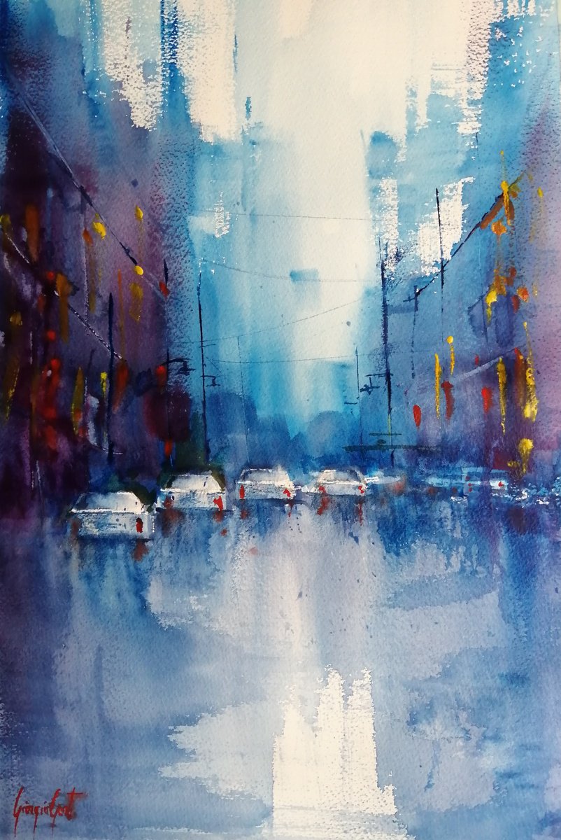 Impressionistic Watercolour , An Imaginary City 72 By Giorgio Gosti, 14 X 21, Artwork For Sale On Artfinder
