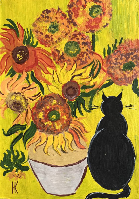 Sunflowers and Van Gogh's Cat